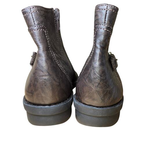 New Nikki Star Ankle Boots Brown Leather Crinkle 68739 Size 12 Womens - Picture 7 of 11